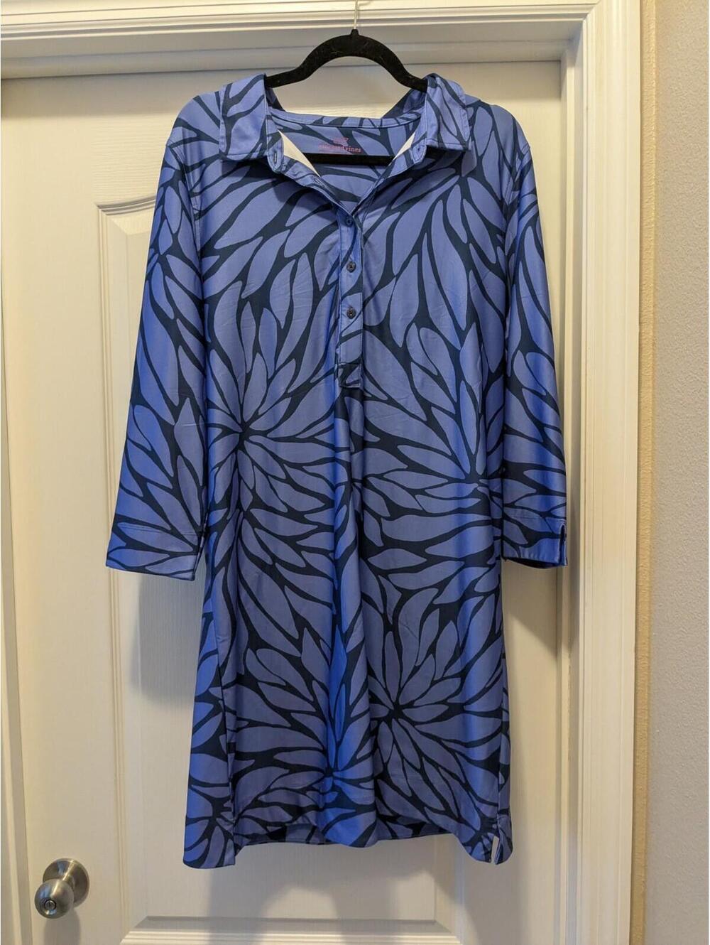 Vineyard Vines Women's Sankaty Margo Dress Deep Blue Size XL
